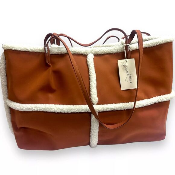 Universal Thread Shapes Craft Tote Handbag Cognac Brown - Picture 2 of 5